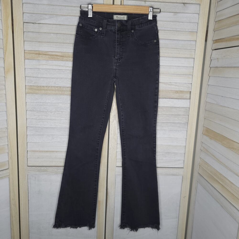 Madewell Cali Demi Boot High Rise Raw Hems Black Jeans, Women’s Size 25T (26x29)